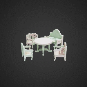 Miniature Wooden Dollhouse Furniture Set
